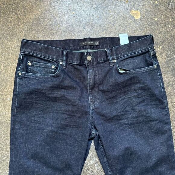 Banana Republic Blue Dark Wash Jeans Slim Fit Size 37x33 Cotton Blend Style - Picture 2 of 12